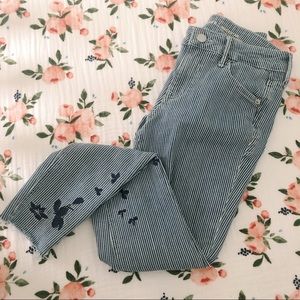 Old Navy Rockstar Pinstripe Embroidered Jeans